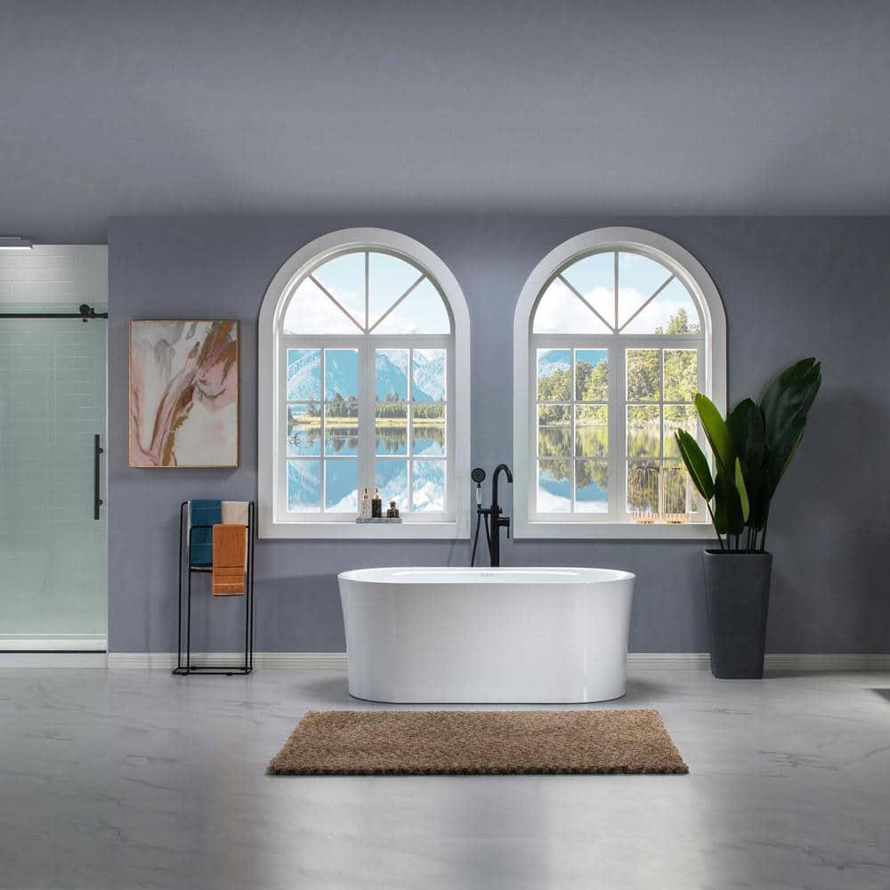 67" x 32" Freestanding Air Soaking Acrylic Bathtub with 208 Jets, 7 Colors LED Lights, Chromatherapy