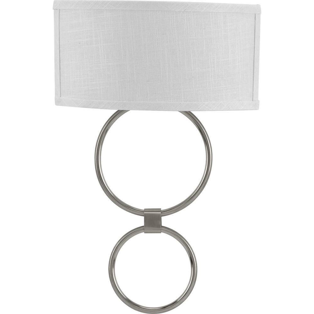 Progress Lighting, Summer Linen Collection, 1-Light Wall Sconce, Brushed Nickel, Summer Linen Shade, Steel Material