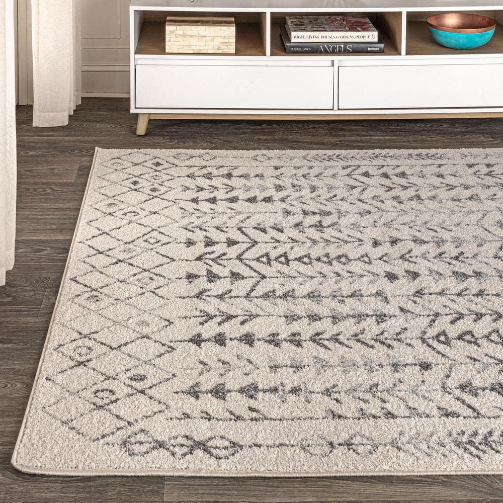 3'x5' Ziri Moroccan Geometric Area Rug, Cream/Gray - JONATHAN Y