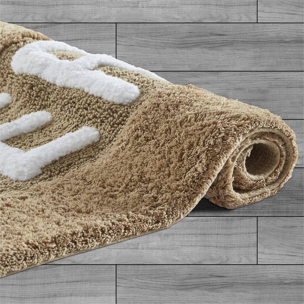 Jean Pierre "Hers" 21"x34" Cotton Bath Rug, Linen