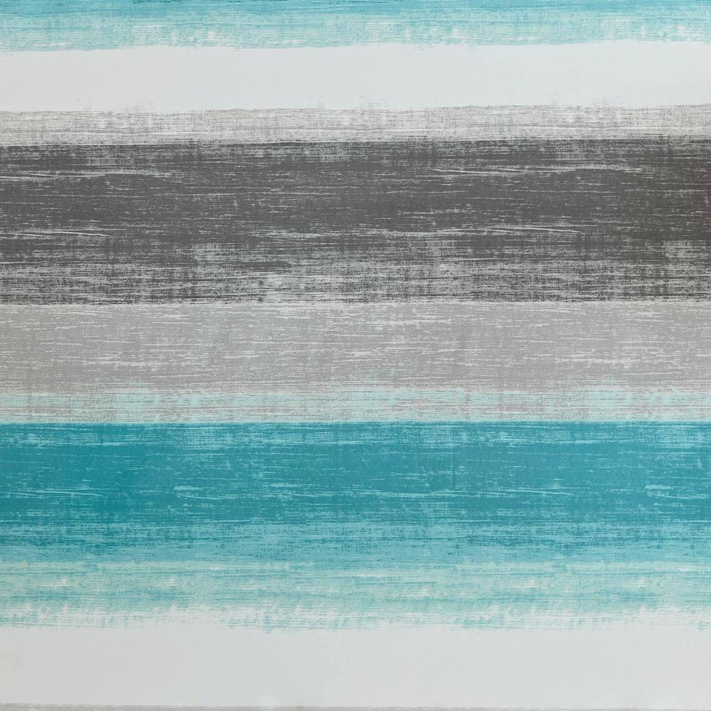 Seth Striped Print Shower Curtain Aqua/Gray - Madison Park: Polyester Microfiber, Buttonhole Top, OEKO-TEX Certified