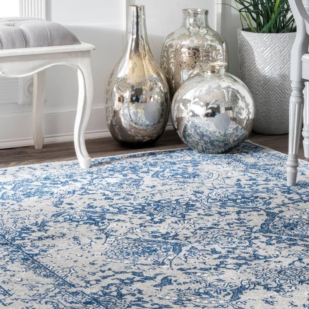 Nuloom Odell Oriental/Persian 6 Square Indoor Area Rug for Living Room Bedroom Dining Room Kitchen, Blue/Ivory