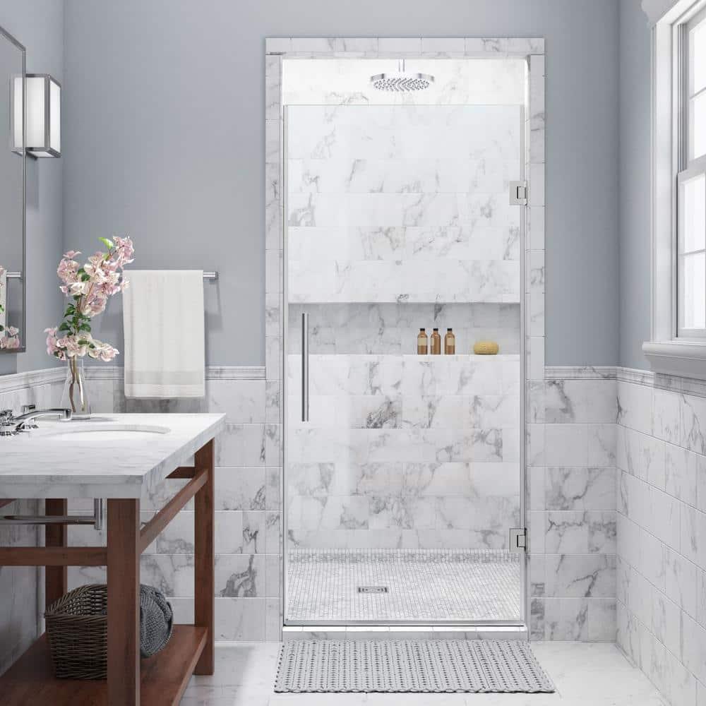 Kinkade 35.75" - 36.25" W x 72" H Hinged Frameless Shower Door