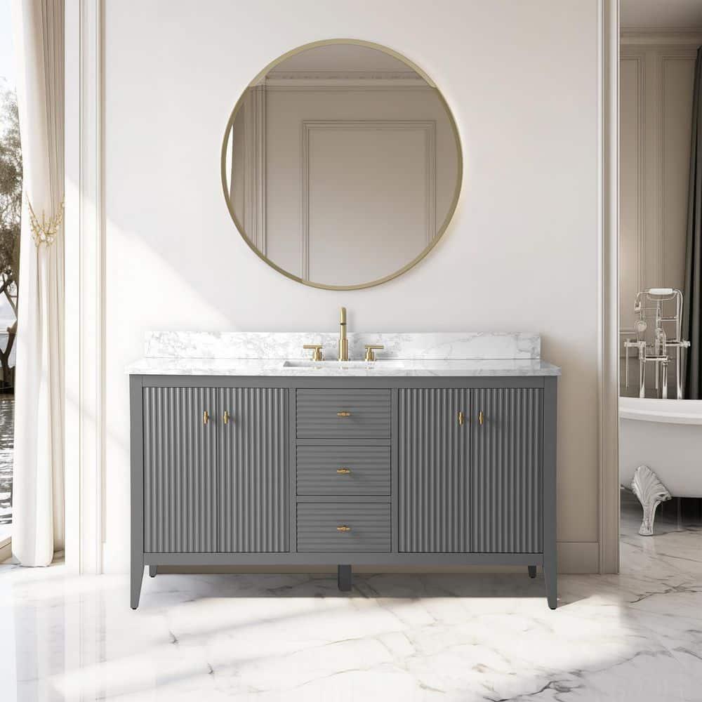 60'' Single Bathroom Vanity with Engineered Marble Top