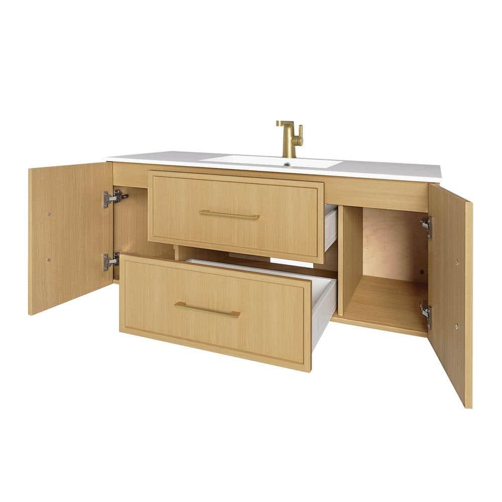 Cassidy 48" Wall Mounted Bathroom Vanity with Cultured Marble Top and Integrated Sink