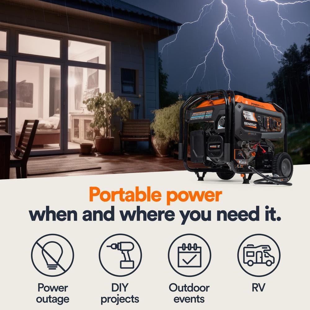 Generac 8011 GP7500E 7,500-Watt Dual-Fuel Compatible Portable Generator, 49-ST
