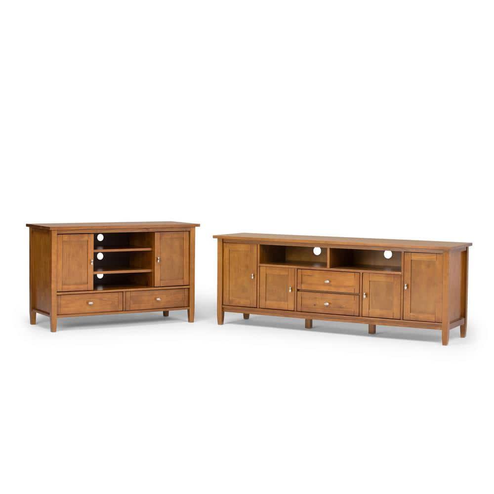 Simpli Home Warm Shaker 47"W Solid Wood TV Stand for TVs up to 55" with 2 Storage Cabinets and 2 Drawers