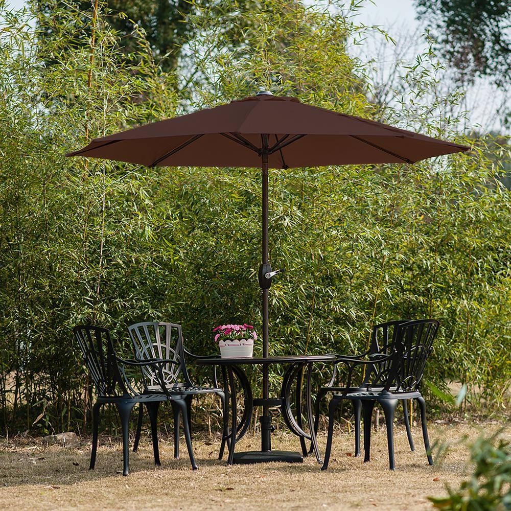 WestinTrends 9 Ft Outdoor Patio Market Table Umbrella with Tilt and Crank, Coffee