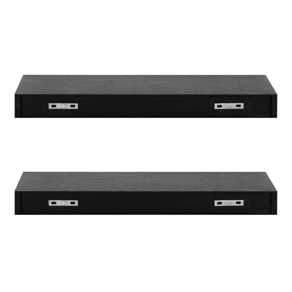 2pc 24" Havlock Wood Shelf Set Black - Kate & Laurel All Things Decor: Solid Wood, Easy Wall Mount