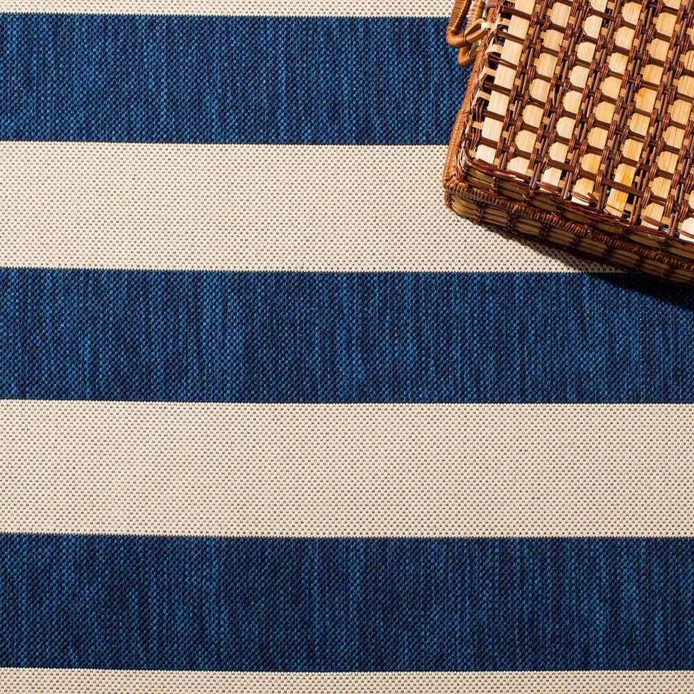 Courtyard CY6812 Power Loomed Indoor/Outdoor Area Rug - Beige/Navy - 6'7"x6'7" - Safavieh.