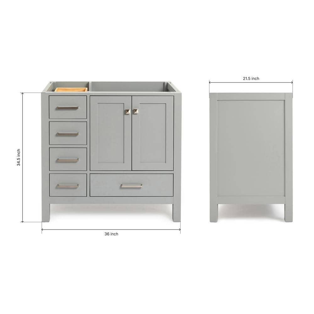 Ariel A037s-R-Bc Cambridge 36" Single Free Standing Wood Vanity Cabinet Only - Grey