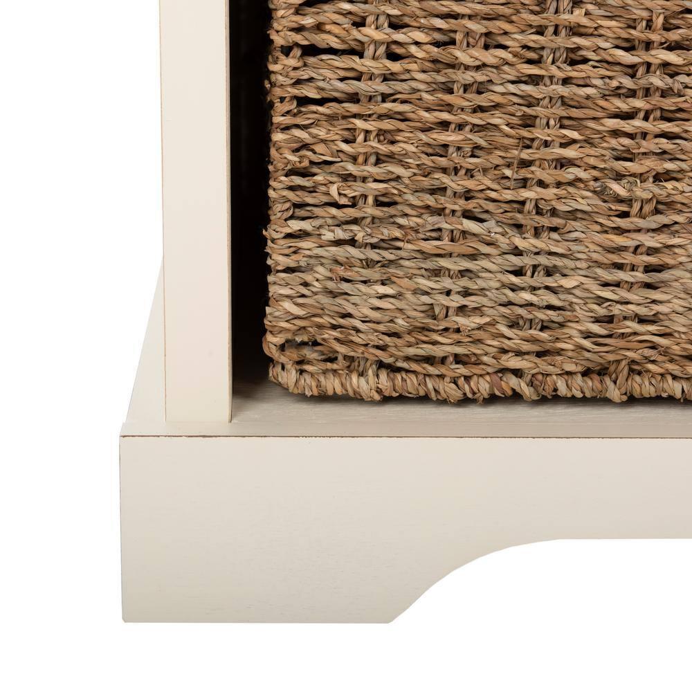Lonan Wicker Storage Bench - White - Safavieh