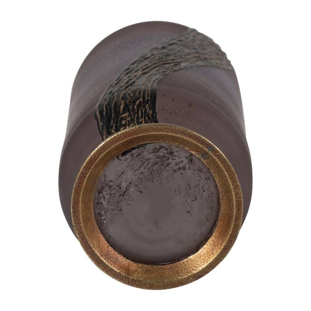 15 in. Pink Glass Cylinder Metallic Detail Decorative Vase