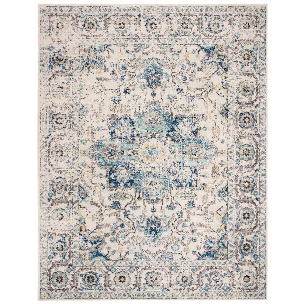 SAFAVIEH Madison Katina Traditional Area Rug, Turquoise/Ivory, 12' x 18'