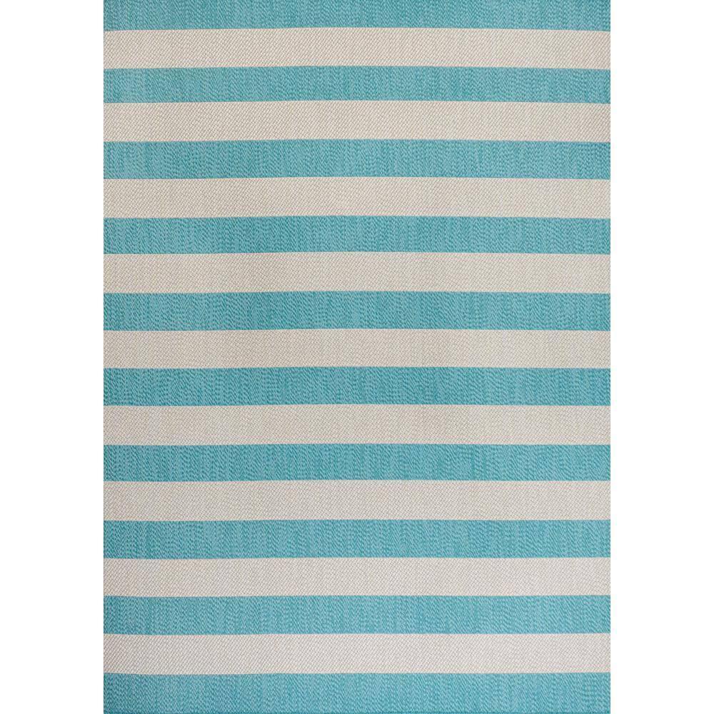 3' x 5' Negril Two-Tone Wide Stripe Indoor/Outdoor Area Rug, Aqua/Cream - JONATHAN Y