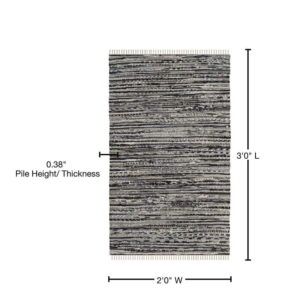 Rag Rug RAR128 Hand Woven Indoor Accent Rug - Grey - 2'x3' - Safavieh.
