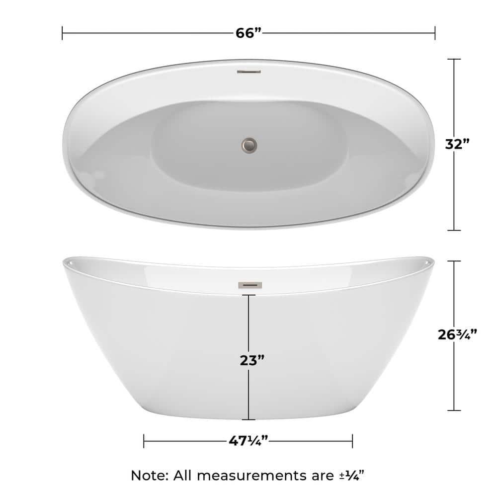 Dorrit 66" x 32" Freestanding Soaking Acrylic Bathtub