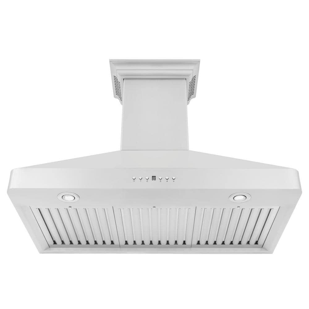 30 in. ZLINE CrownSoundDucted Vent Wall Mount Range Hood in Stainless Steel W/ Bluetooth Speakers (KF2CRN-BT-30)
