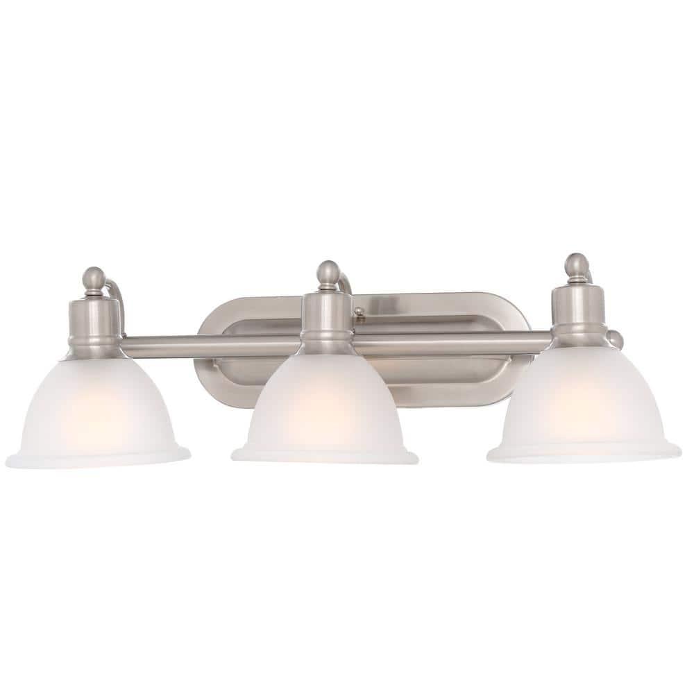 Progress Lighting Madison 3-Light Wall Bracket, Brushed Nickel, White Etched Glass