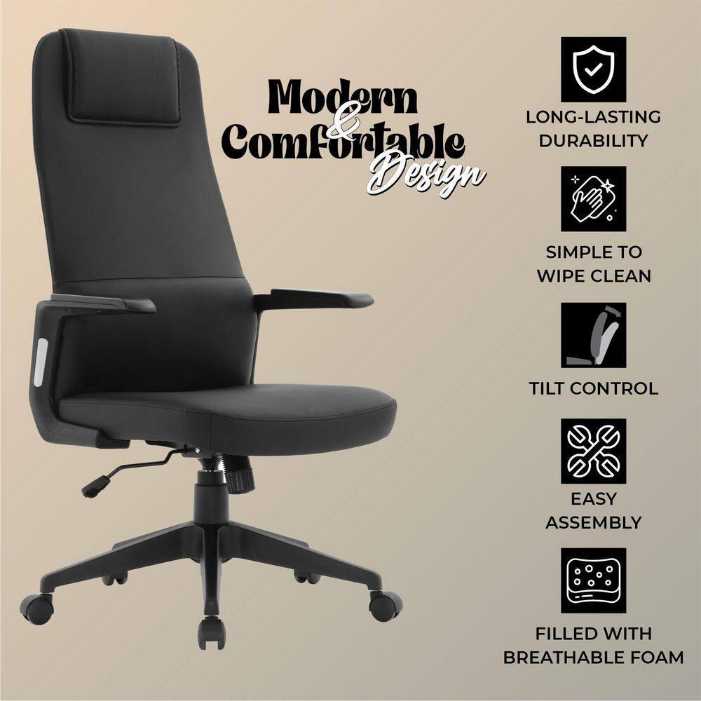 Inbox Zero Mylaya Leather/Polyester Office & Conference Chair – Adjustable, Tilt-Controlled Executive Ergonomic Seating with Swivel for Home Office, Conference Room