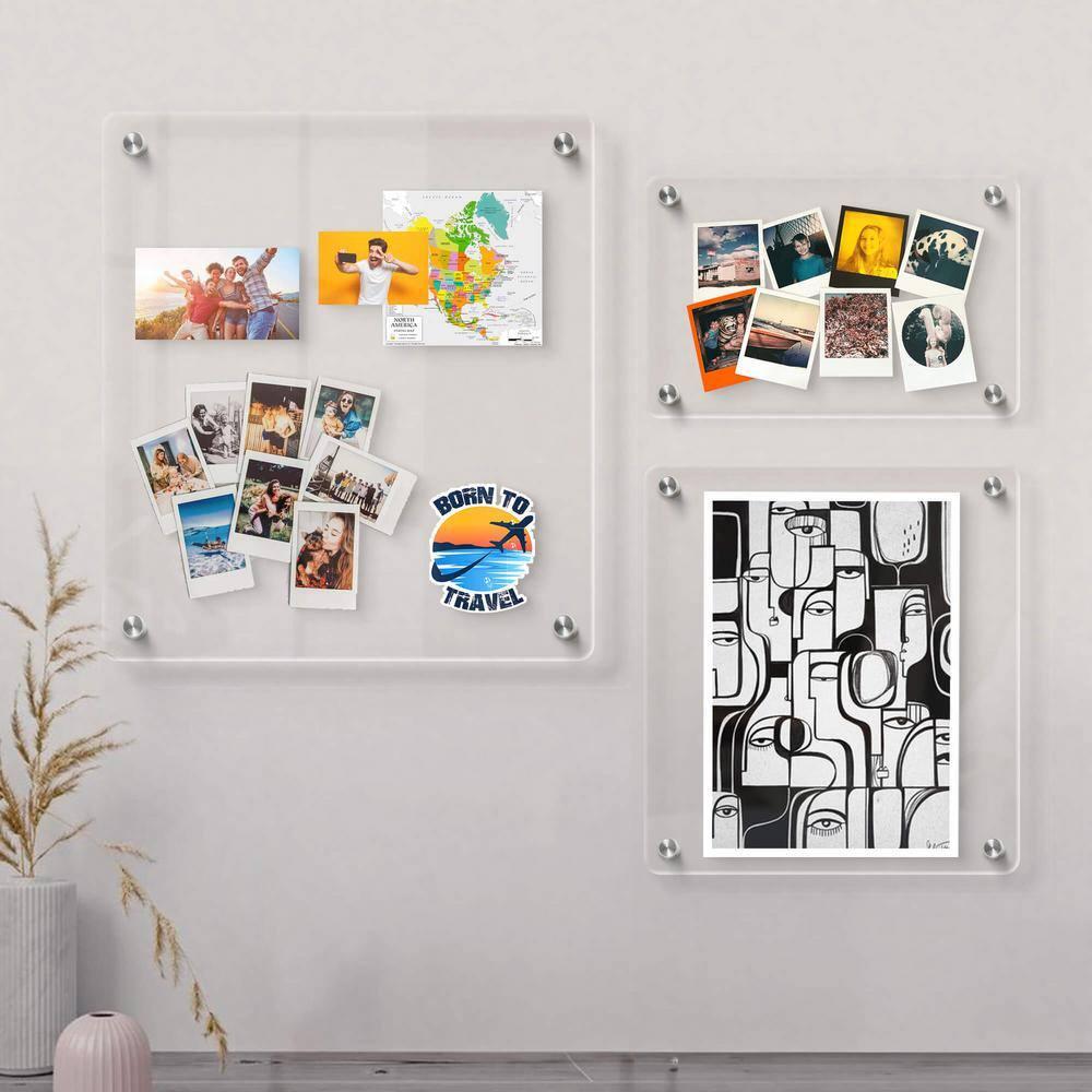 23 in. W. x 33 in. Rectangular Double Acrylic Picture Frame Chrome Wall Mounted Magnet Best 20 in. W. x 30 in. Art Size