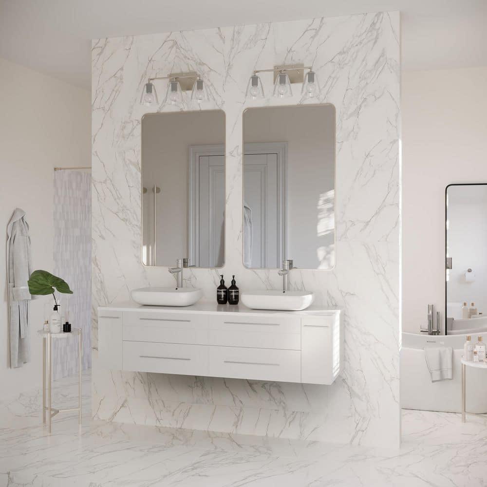 Fresca Lucera 60" Wall Mount Double Sink Modern Bathroom Vanity with Top and Vessel Sinks