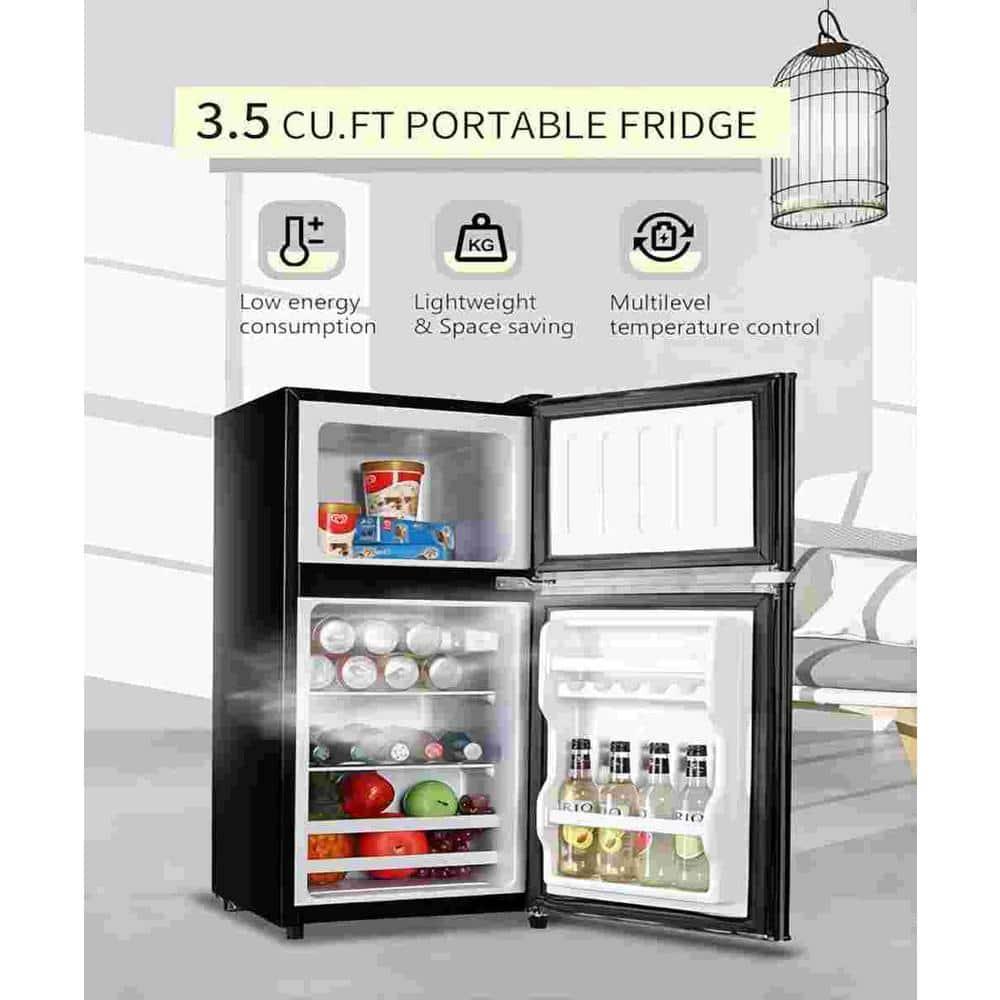 Compact Black and White Energy Star Mini Refrigerator with Freezer