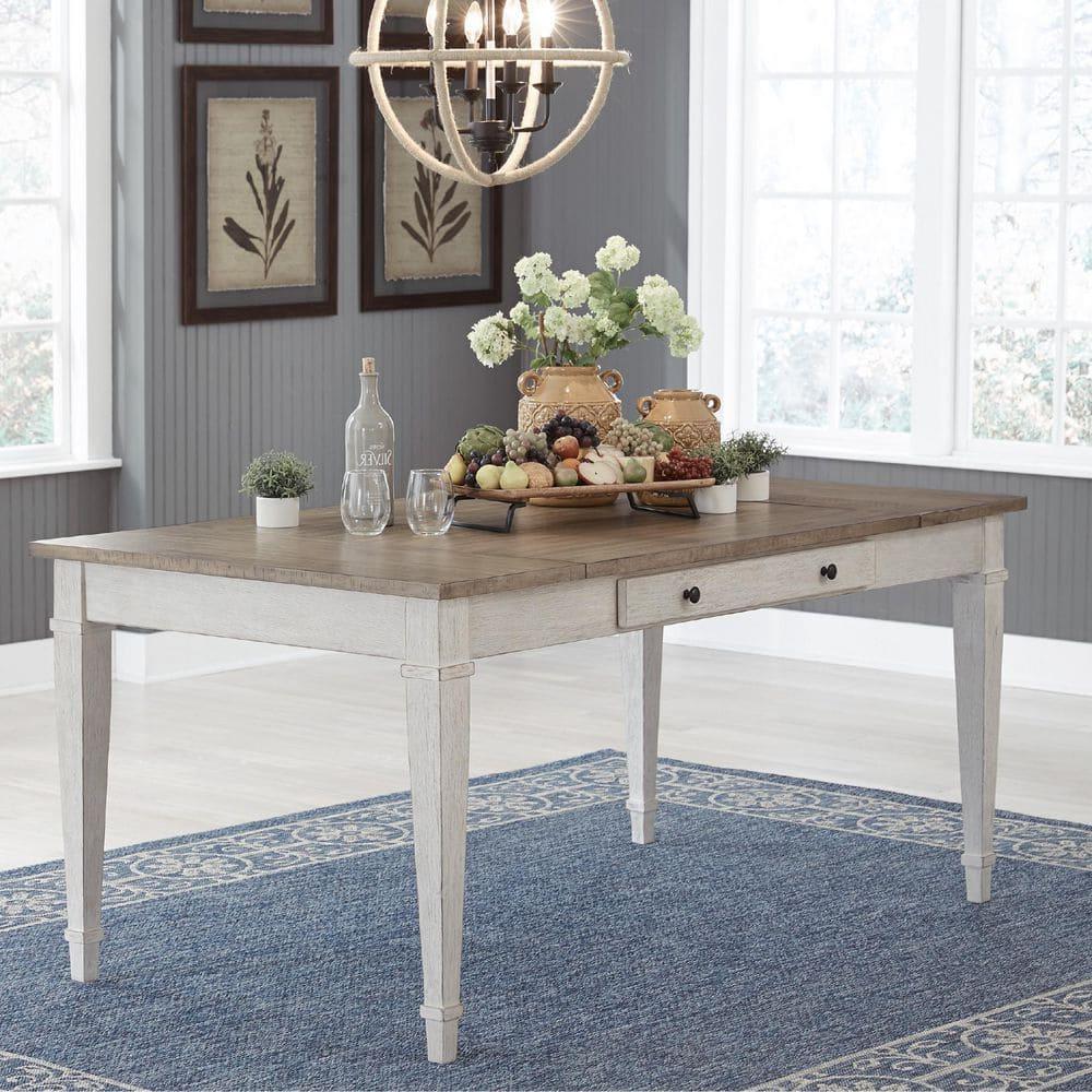 Signature Design by Ashley Casual Skempton Dining Table, White/Light Brown