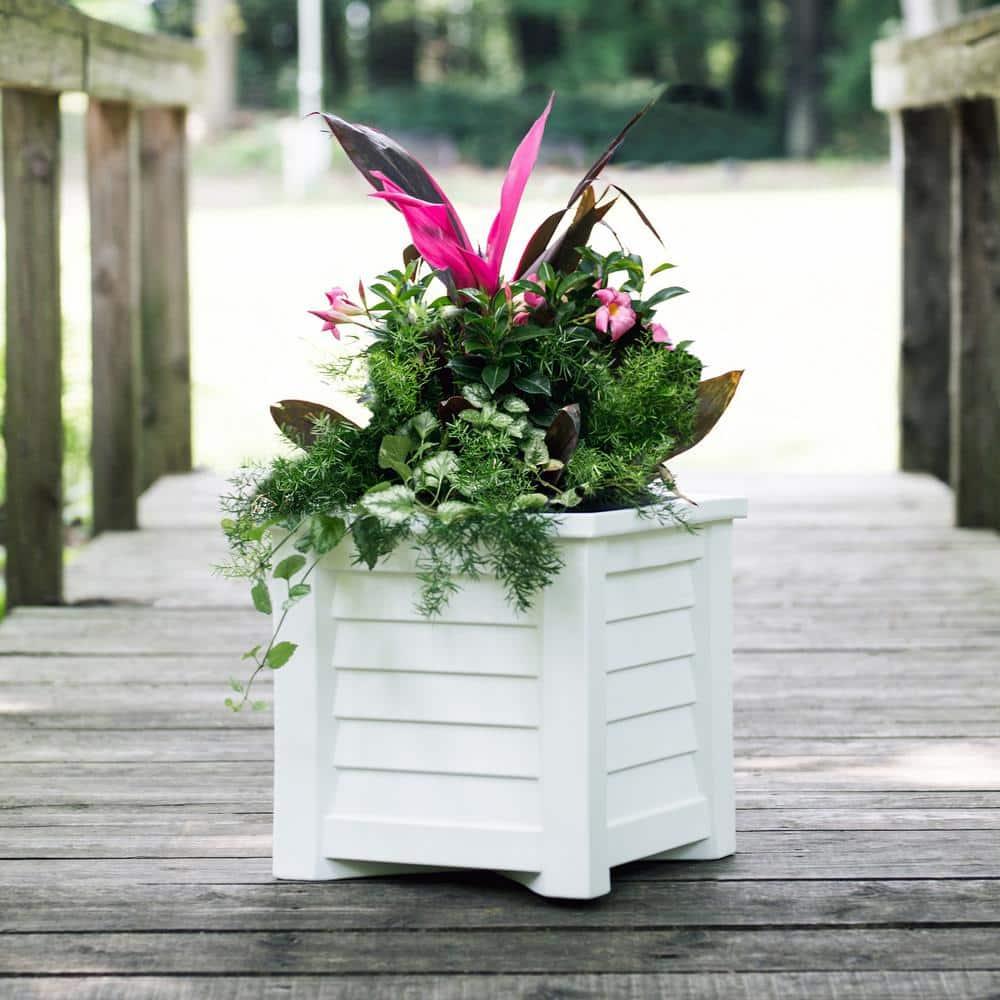 Lakeland 16" x 16" x 16" Square White Self-Watering Polyethylene Planter