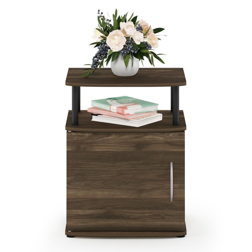 Furinno JAYA Utility Design End Table, Columbia Walnut/Black
