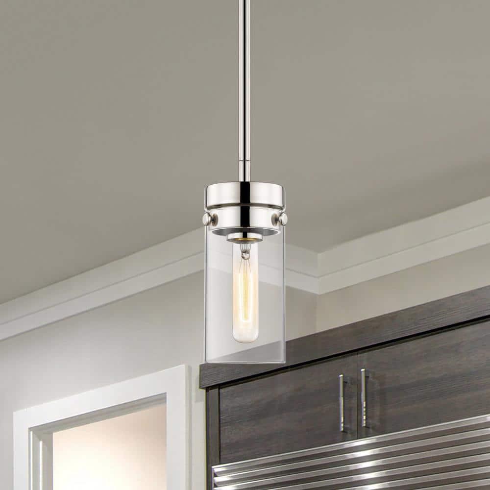Nuvo Lighting Intersection 1 Light Mini Pendant Polished Nickel with Clear Glass - Polished Nickel