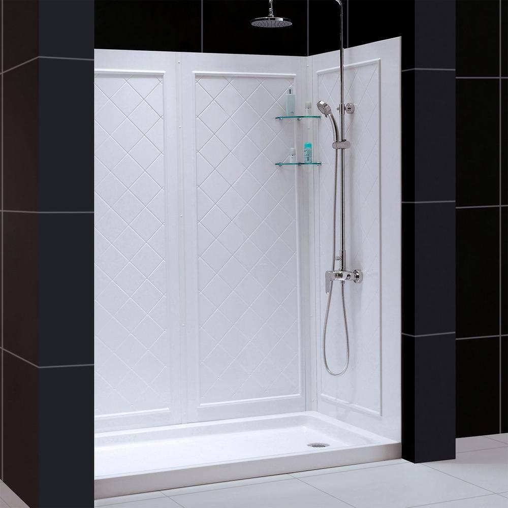 Infinity-Z 60" W x 36" D x 76.75" H Semi-Frameless Rectangle Shower Enclosure with Towel Bar