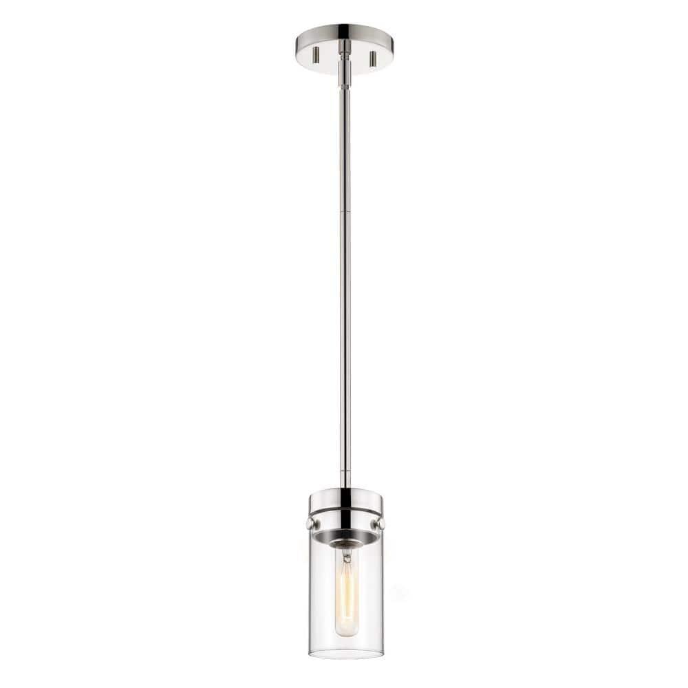 Nuvo Lighting Intersection 1 Light Mini Pendant Polished Nickel with Clear Glass - Polished Nickel
