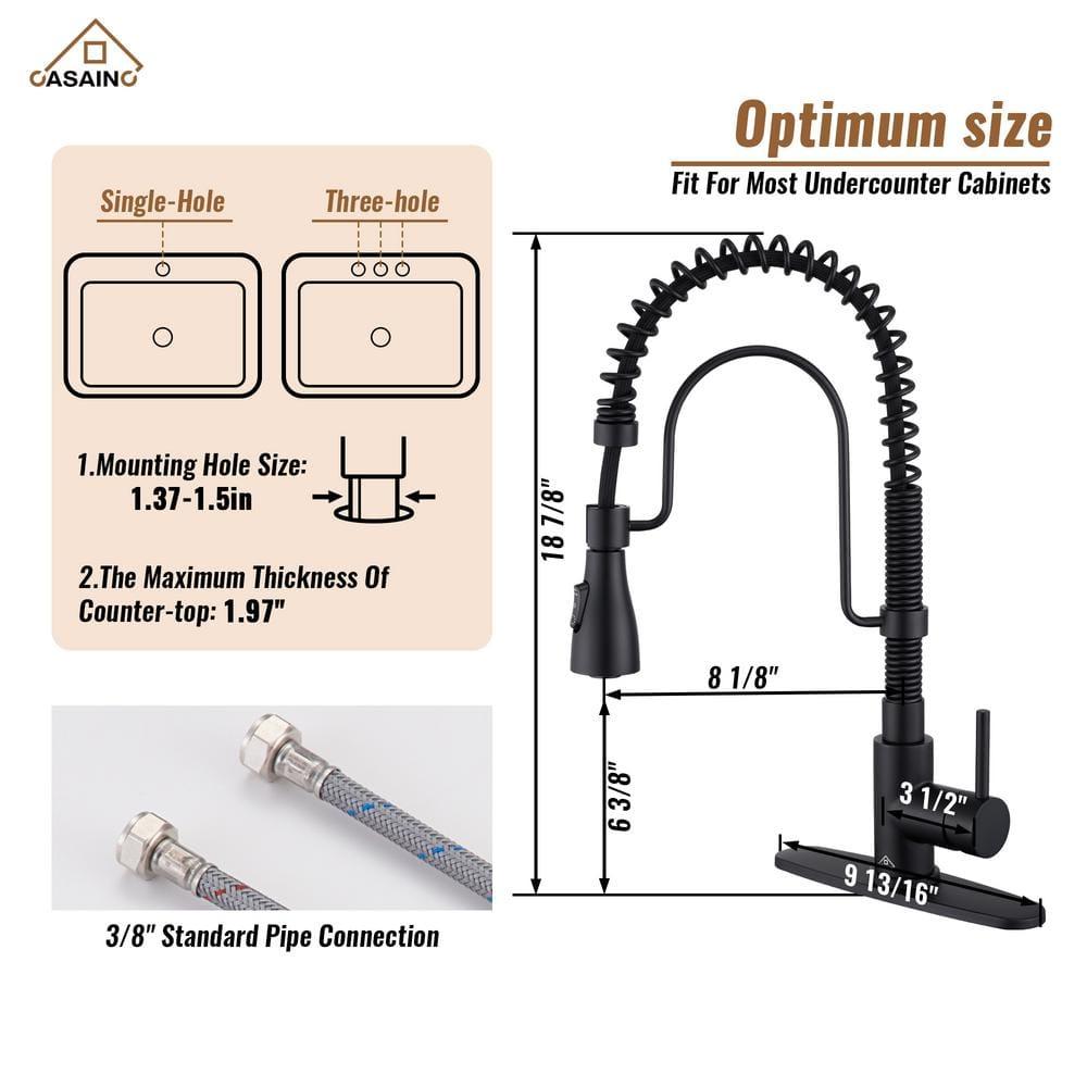 CASAINC CASAINC Single Bowl White Fireclay Farmhouse Kitchen Sink With Faucet Included KCSL0035-36W22M