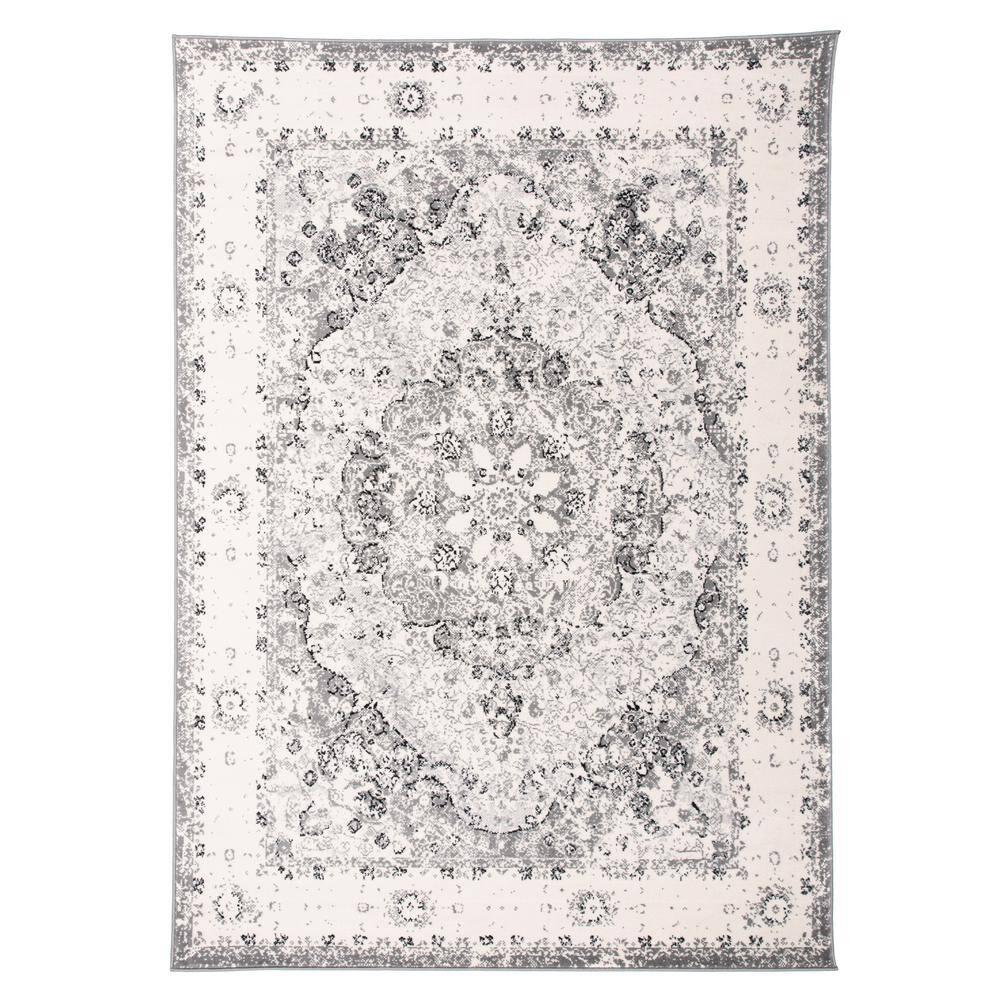 10x14 Large Area Rug - Vintage Washable Rug for Living Room with Non-Slip Low-Pile Traditional Medallion Border Rugs with Stain Resistant Foldable Retro Accent Indoor Thin Carpet