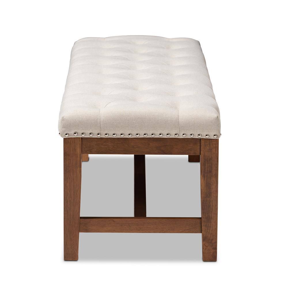 Baxton Studio Ainsley Bench Beige: Upholstered Ottoman, Mid-Century Modern, Hardwood Frame