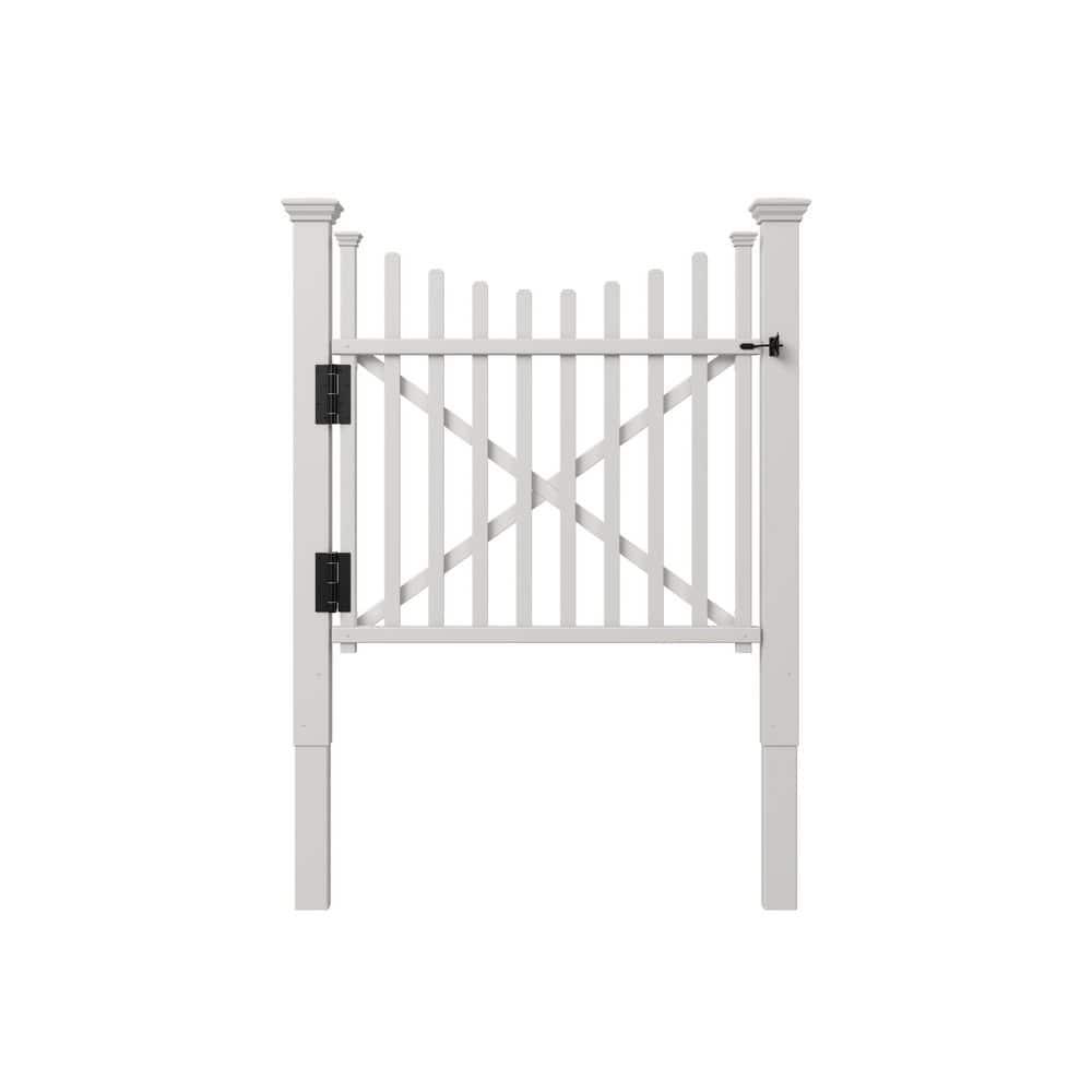 Zippity Outdoor Products 3.8ft H x 4.1ft W (1 Gate) Zippity Manchester Gate Kit, White Vinyl Picket Fence Gate Kit for Manchester Fence Panels, Gate for Backyard, Patio, Outdoor, & Garden Fence, ZP19019