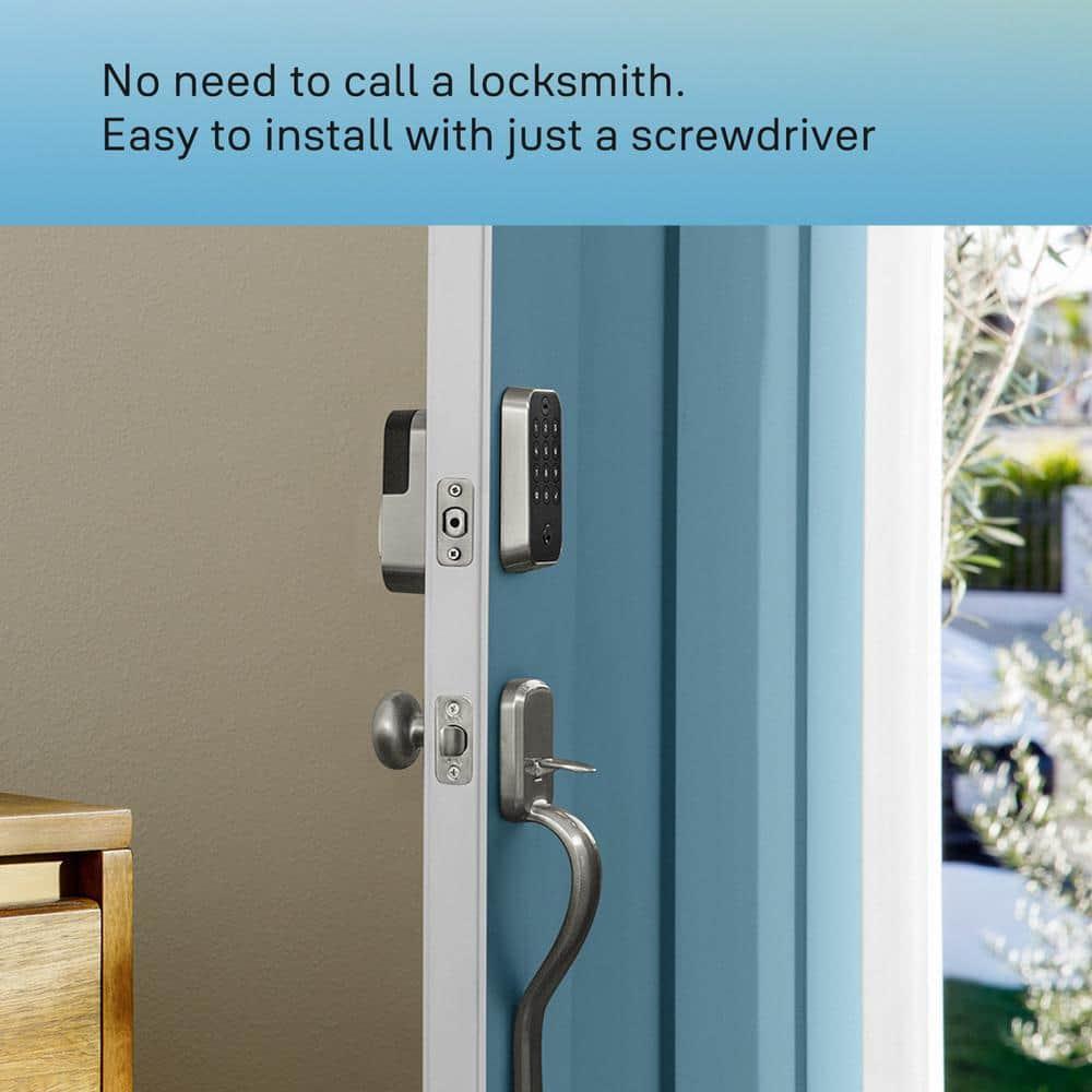 Assure Lock 2; Smart Door Lock with Bluetooth and Pushbutton Keypad; Satin Nickel