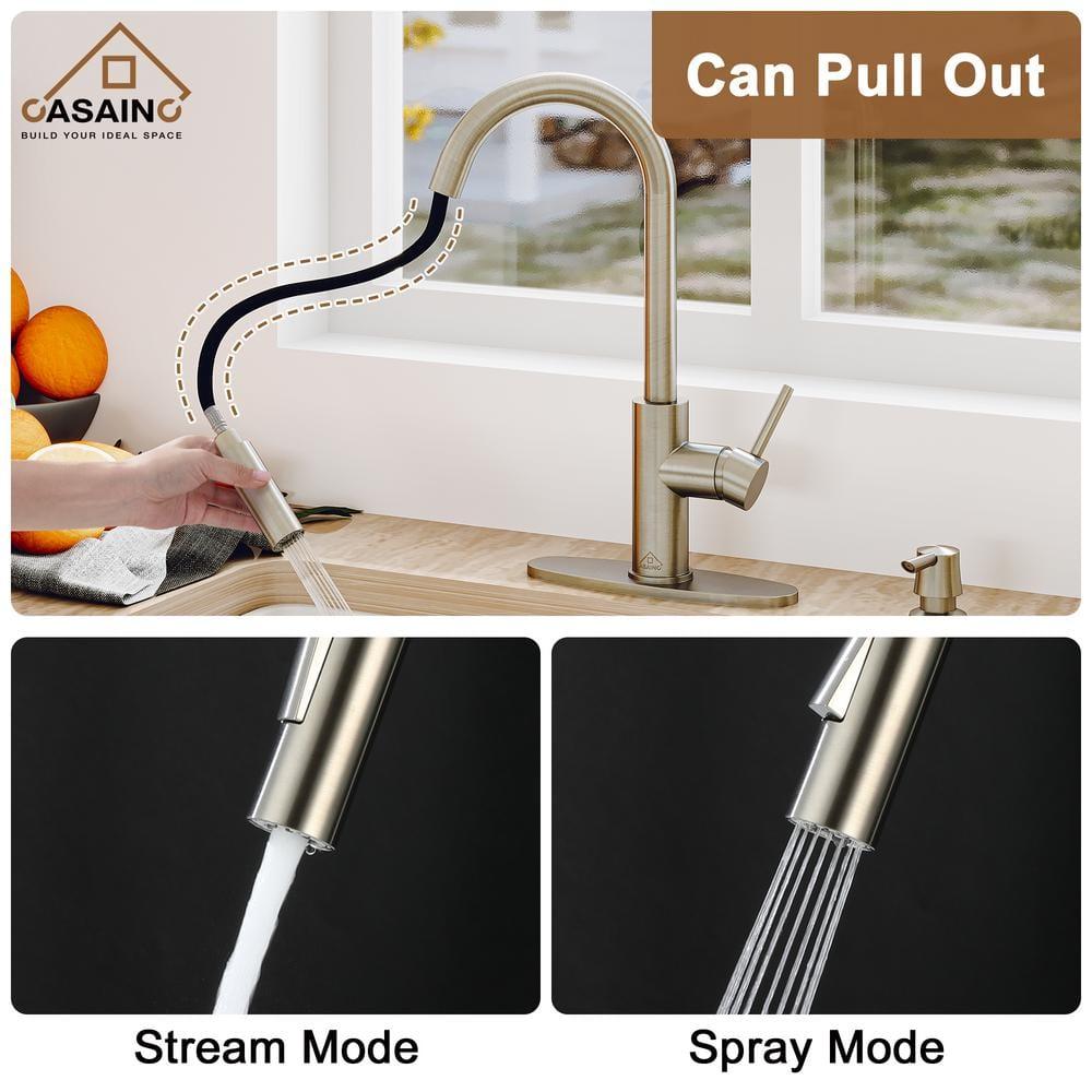 Willow Single-Handle Pull Down Sprayer Kitchen Faucet with Infrared Sensor, Soap Dispenser and Deck Plate