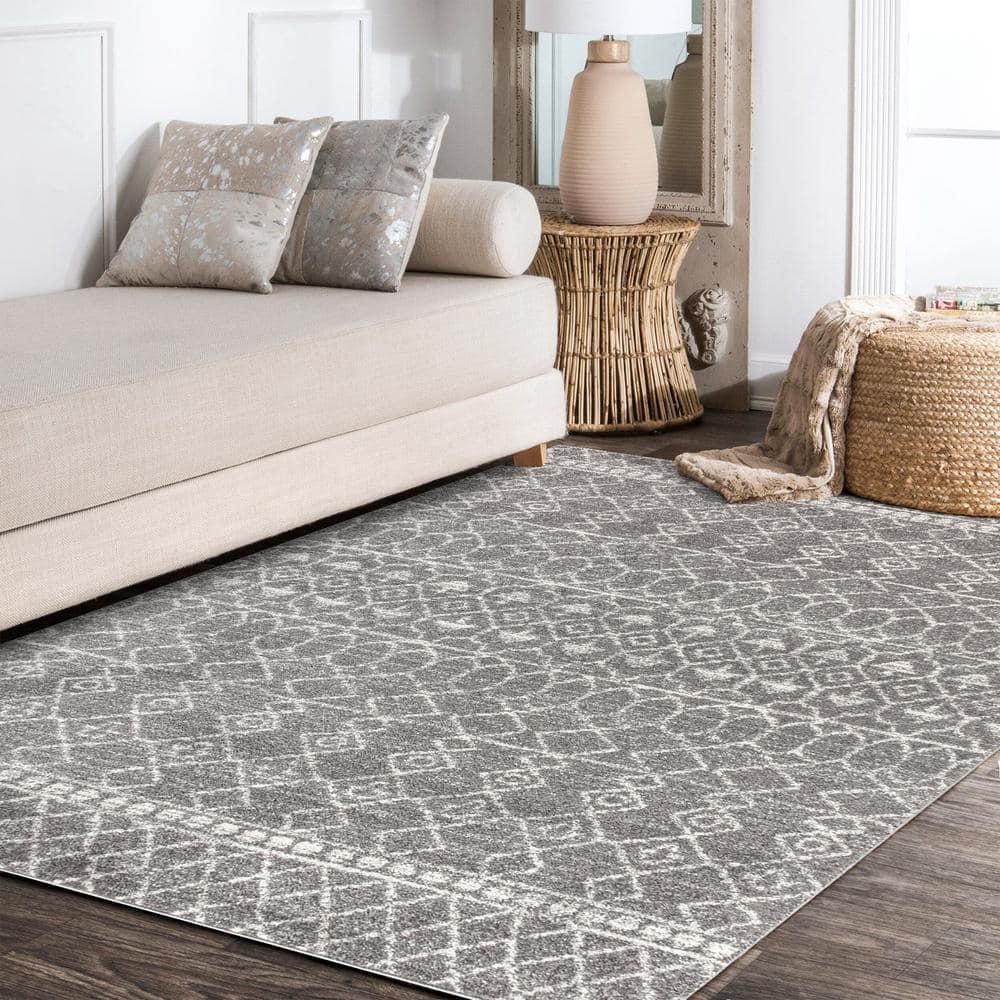8'x10' Izil Moroccan Beni Souk Area Rug, Gray/Cream - JONATHAN Y
