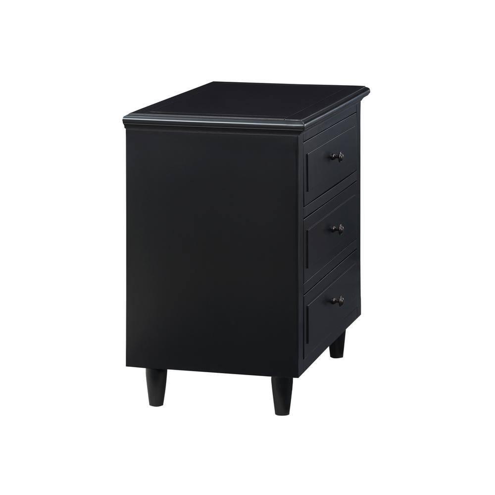 Glavbiku Modern 3 Drawer Nightstand,Wood Bedside Table for Bedroom,Black,28.1" H x 27.9" L,Adult