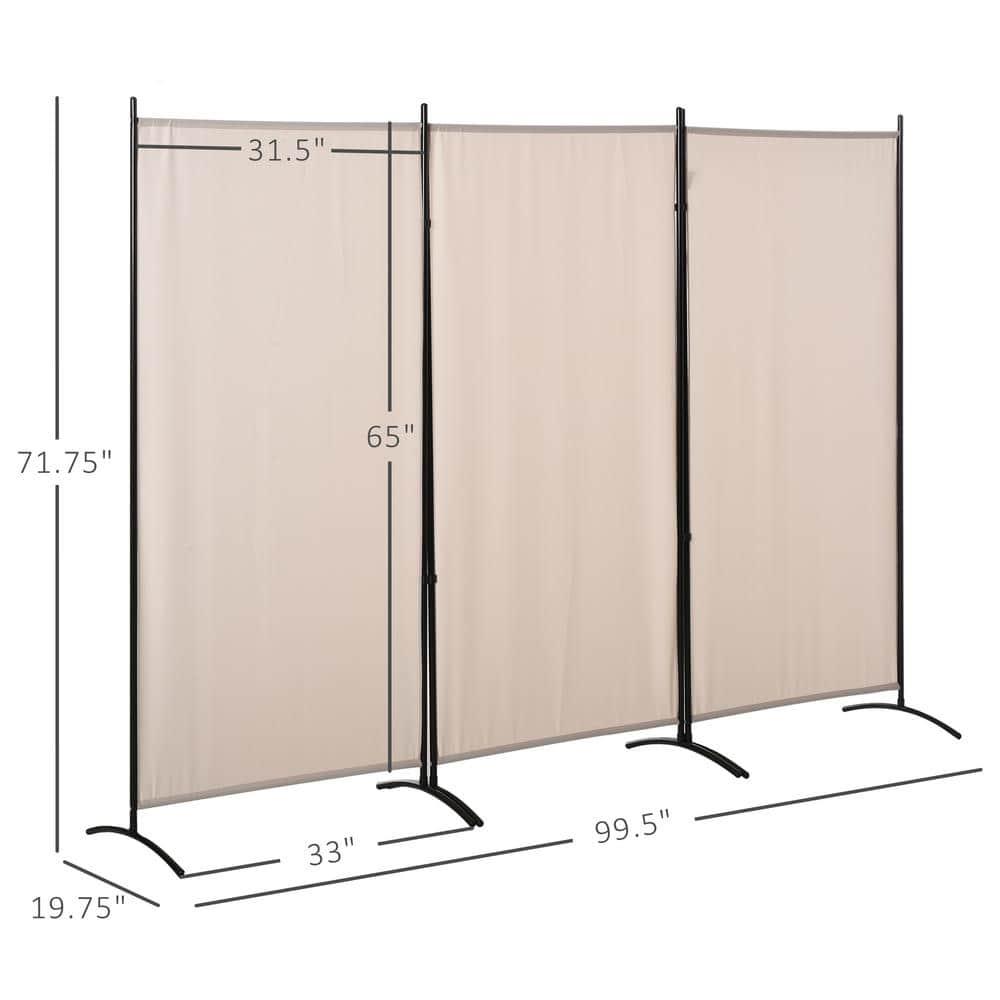 HOMCOM 3-Panel Room Divider Folding Privacy Screen Separator Partition Wall for Indoor Bedroom Office 100" x 72" Beige