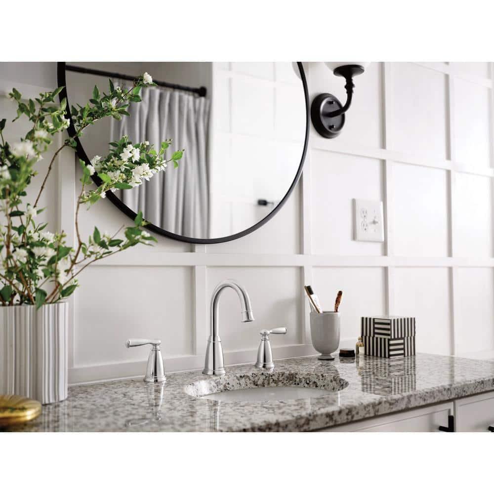 Moen Moen Banbury 8 In. Widespread Double Handle High-Arc Bathroom Faucet In Mediterranean (Valve Included) 84947-CH