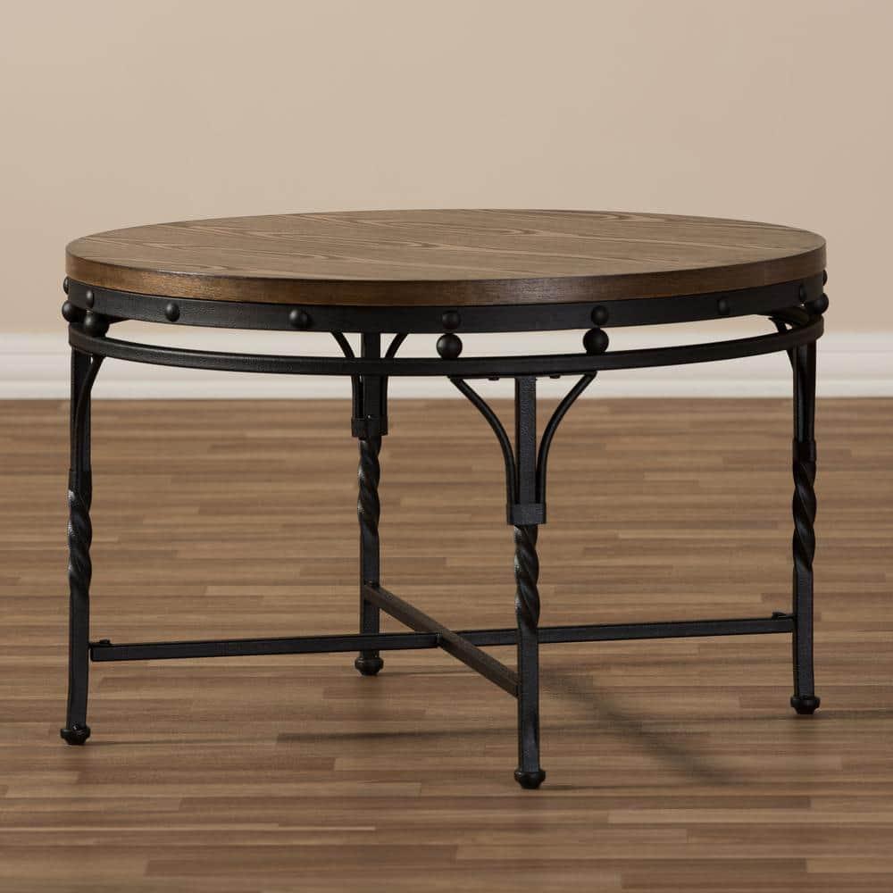 Baxton Studio Austin Vintage Industrial Round Coffee Cocktail Occasional Table: MDF & Metal