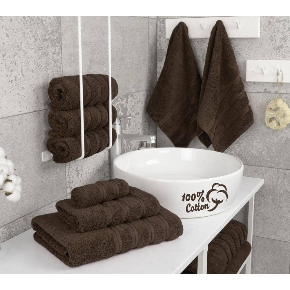 American Soft Linen Bekos 6 Piece Towel Set, 100% Cotton Bath Towel Set for Bathroom, Brown