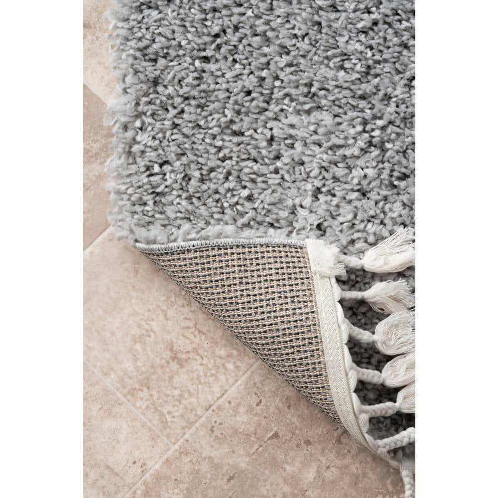 Nuloom Neva Solid 3x5 Accent Shag Indoor Area Rug for Living Room Bedroom Dining Room Nursery Entryway, Grey/Ivory
