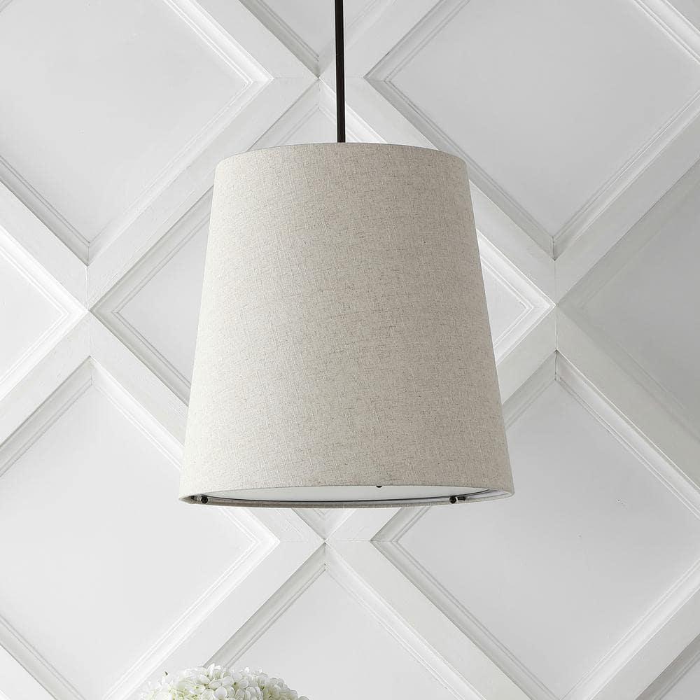Arden 18" 1-Light Farmhouse Bohemian Iron LED Pendant, Oil Rubbed Bronze/Beige