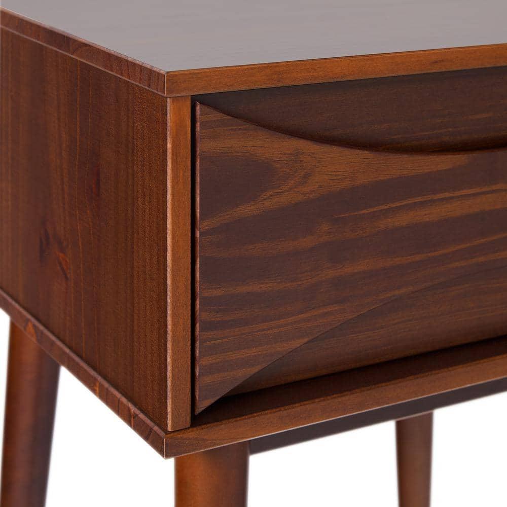 George Oliver Mid-Century Modern 1-Drawer Solid Wood Nightstand – Walnut