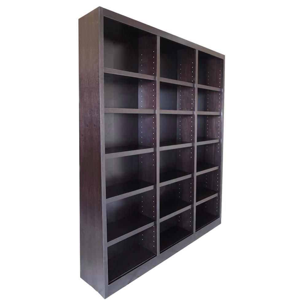 Winston Porter Aliette Triple Wide Wood Bookcase, 18 Bookshelf, 84 inch Tall Storage and Display Bookshelf for Home Office and Living Room