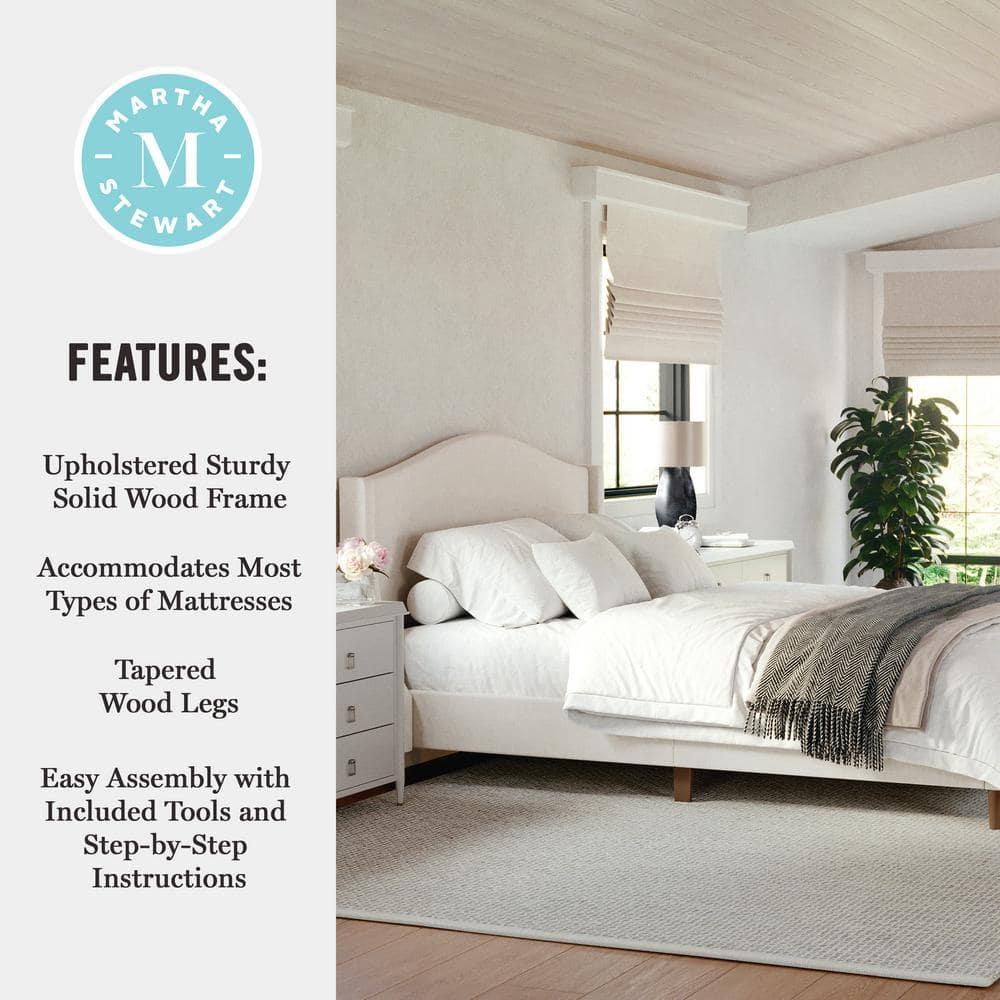 Martha Stewart Amelia Upholstered Platform Bed With Curved Headboard